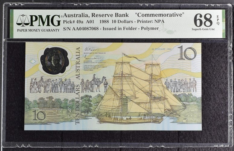 1988 Australia $10 Reserve Bank "Commemorative" Pick 49a PMG 68 EPQ Superb Gem