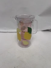 New Kate Spade Lemonade Pitcher (58 Oz) W/2 Cups (12 Oz) Plastic Acrylic Set