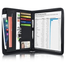Zippered Padfolio Portfolio Binder, Leather Business Portfolio,  8.5 x 11 Le...