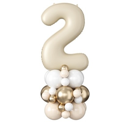 40 Inch Cream Number 2 Balloon for 2nd Birthday Decoration Beige White Sand