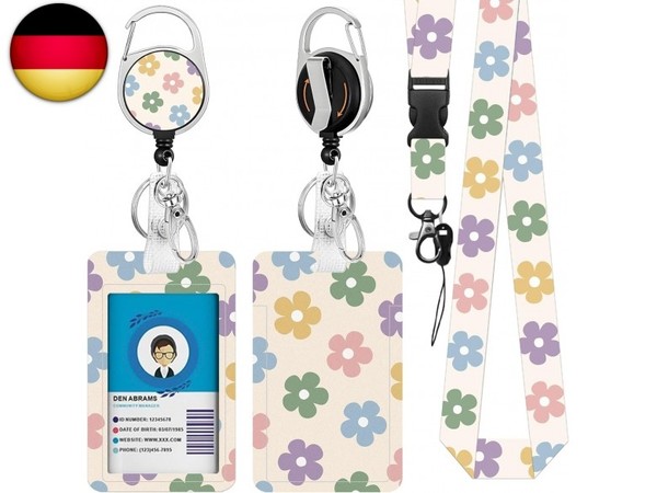 Blumen-Lanyards FüR Ausweis, Ausweishalter Mit Einziehbarem Rollenclip Und-image