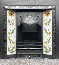 BRAND NEW TILED CAST IRON FIREPLACE / FIRE INSERT / VICTORIAN / EDWARDIAN STYLE