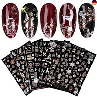 9 Blatt Nagelsticker Weihnachten Nagelaufkleber Selbstklebend Rose Gold Baum