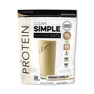 Clean Simple Eats Whey Protein powder  Vegan Vanilla   Plant-Based, 30 Servings