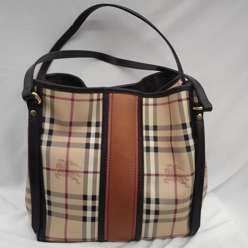 BURBERRY Shoulder Bag Plaid Beige Black Brown Red Womens Handbag Crossbody