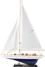 Wooden Sailboat Decor Ship Model 19" Enterprise Replica Nautical Gift for Kids