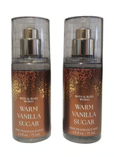 2 BATH  BODY WORKS FINE FRAGRANCE MIST WARM VANILLA SUGAR, 2.5 oz TRAVEL SIZE
