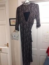 Fatface blue navy half sleeve wrap maxi dress size 16