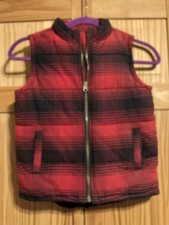 Authentic Gymboree Child  s Red Plaid Quilted Vest, Size Small