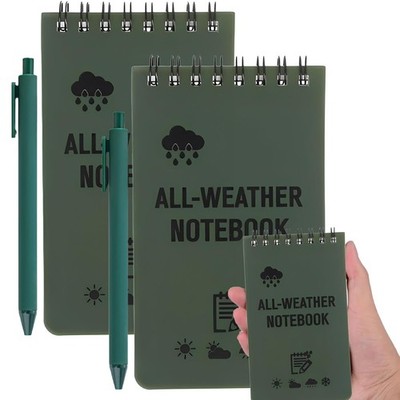 2 Stück wasserdichtes Notizbuch und 2 Stifte wasserdichter Notizblock 3 x 5 Zoll