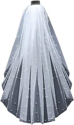 Bridal Wedding Veil with Comb Azalea 1 Tier Cut Edge Fingertip Cathedral