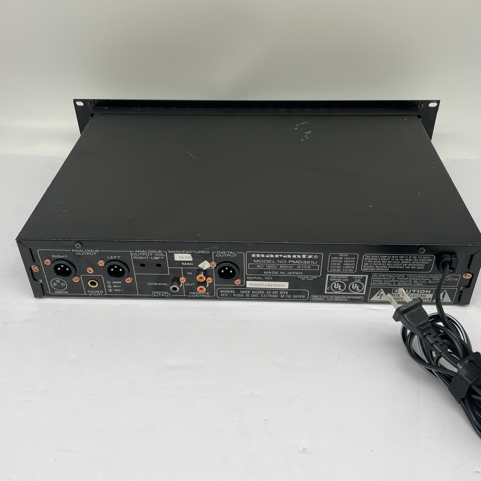 Marantz PMD321 Professional Rack Mount Compact Disc CD Player Japan *PART/REPAIR