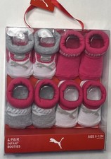 PUMA 4 Pares De Botines Bebé Niña, Rosa Blanco Gris Nuevo Talla 0-12 Meses ENVÍO GRATUITO