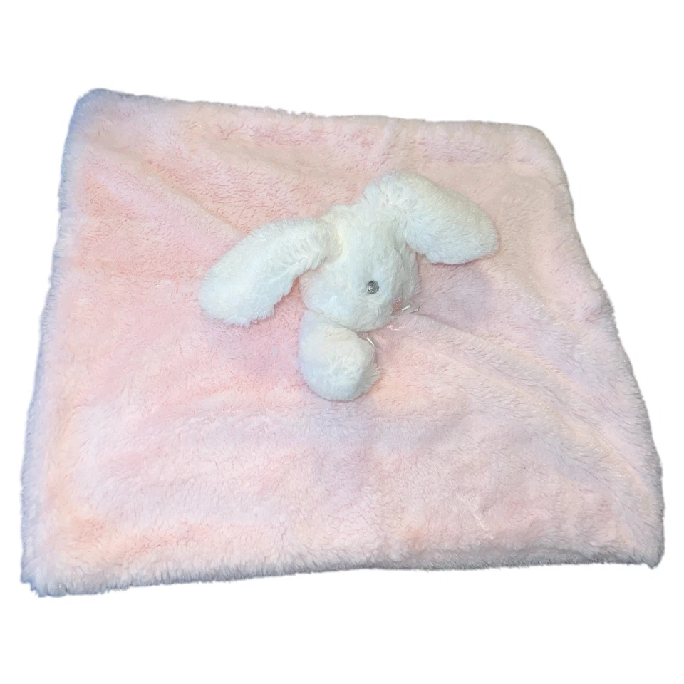 Mantas y más allá Rosa Blanco Conejito Bebé Manta Gruesa Peluda Esponjosa Lovey Foto 2 de 4