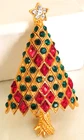 EISENBERG ICE 1949-58 GOLD PLATE RHINESTONE CHRISTMAS TREE BROOCH 2.75" SIGNED