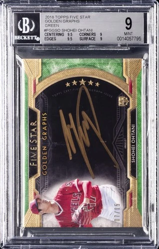 2018 TOPPS FIVE STAR GOLDEN GRAPHS GREEN #FGGSO SHOHEI OHTANI ROOKIE RC BGS 9