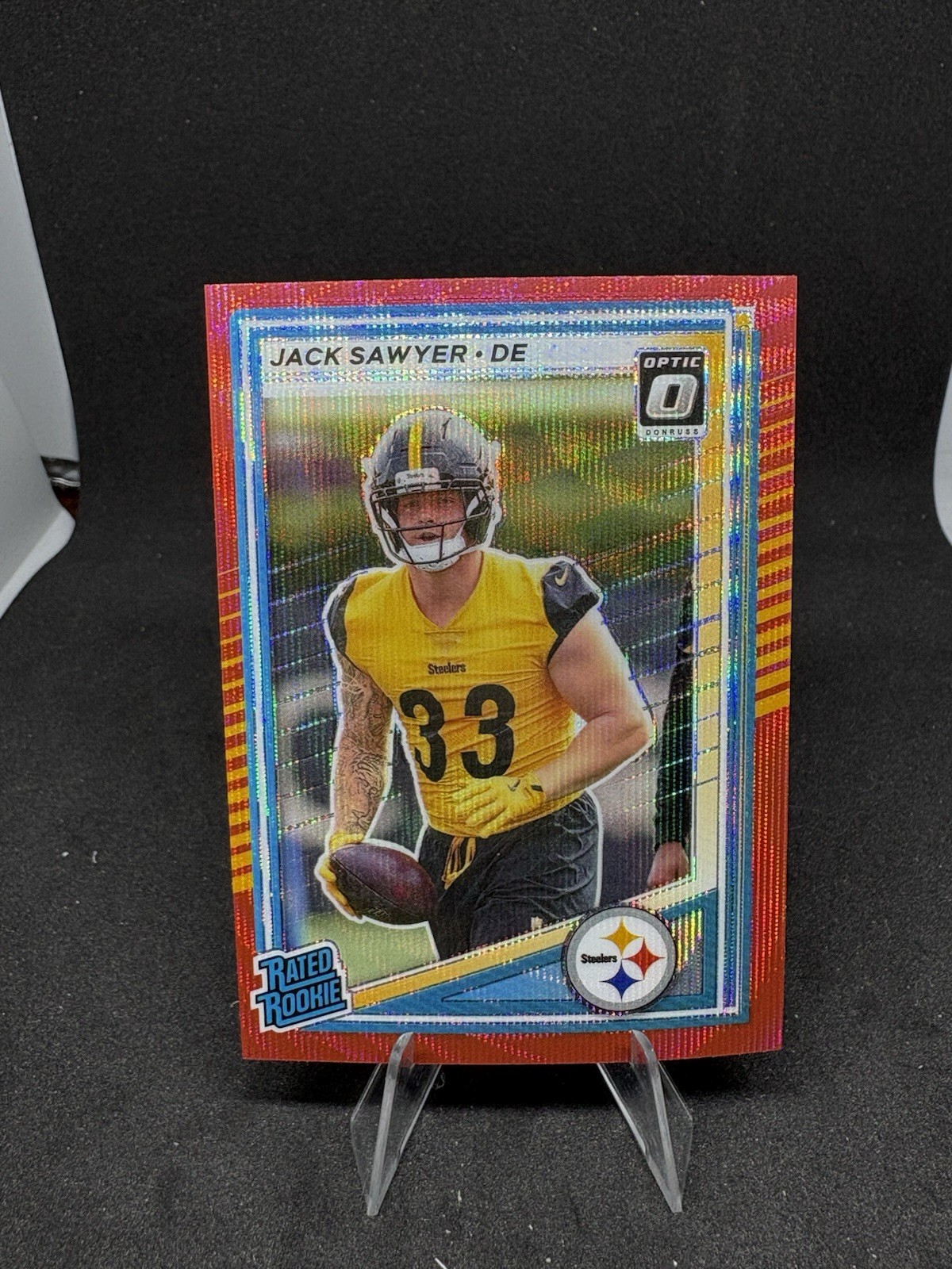 2025 Panini Donruss Jack Sawyer Rated Rookie Optic Preview Red Wave Prizm