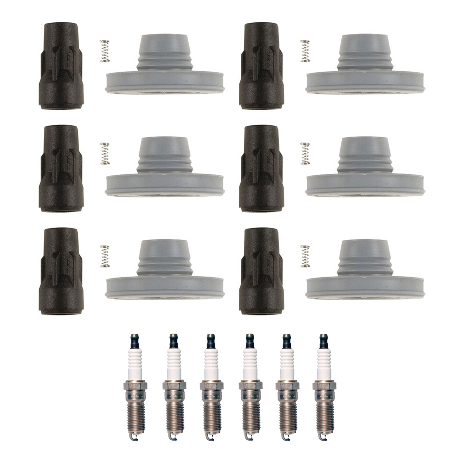 Denso 6 Iridium TT Spark Plugs 6 Coil Boots Kit for Ford Edge Expedition Flex V6