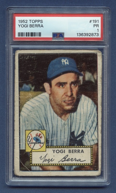 1952 YOGI BERRA TOPPS PSA 1 PR HOF NEW YORK YANKEES VINTAGE CLASSIC (#191) RZC