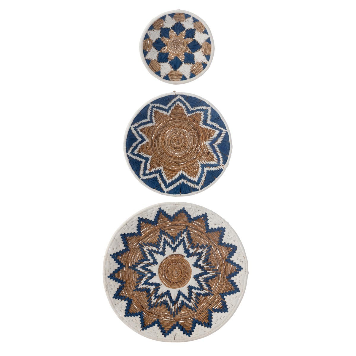 Décoration murale branche bananier bleu foncé 76cm lot de 3