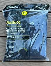 Walls 2pk Working Man's HI-VIS BLACK Pocket Tees Short Sleeve T-Shirts XL NEW