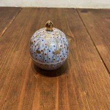 Japanese Pottery Kogo Incense Container Accessory Box with Gold Design Elegant