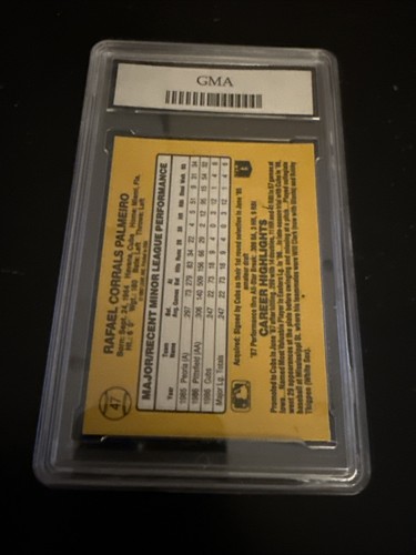 1987 DONRUSS Rafael Palmeiro THE ROOKIES GMA 10 ROOKIE RC #47 chicago cubs - Foto 2 di 2