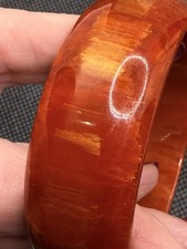 Bakelite Red/Blood Orange Marble Wide Bangle Bracelet -Vintage -Statement Piece!