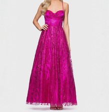 Blondie Nites Juniors' Women's Pink Glitter Sweetheart Lace-Up Back Dress Size 3