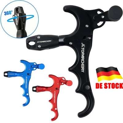 TOPARCHERY Compoundbogen Auslösehilfen 4-Finger-Daumenauslöser 360° drehbar Jagd Schießen
