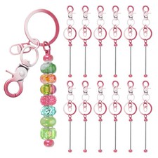 12 Pcs Beadable Keychain, Keychain Making Supplies for DIY Red Gradient