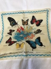 Vintage australische Schmetterlinge und Wildblumen Taschentuch entworfen von Heil