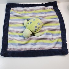 Carters Turtle Striped Lovey Security Blanket Baby Plush Soft Toy Blue Green 13"