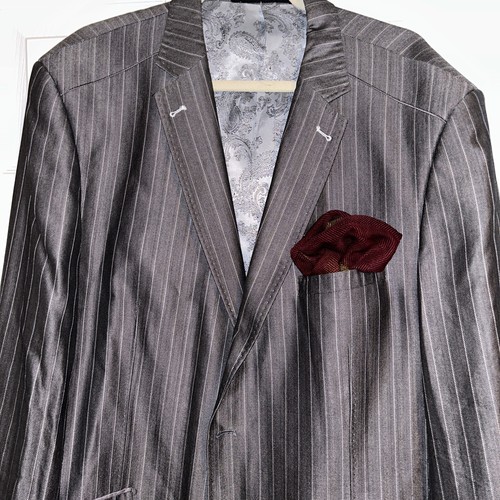 Tayion Montee Holland Blazer Mens 48L Silk Wool Silver Western Yellowstone - Picture 5 of 23