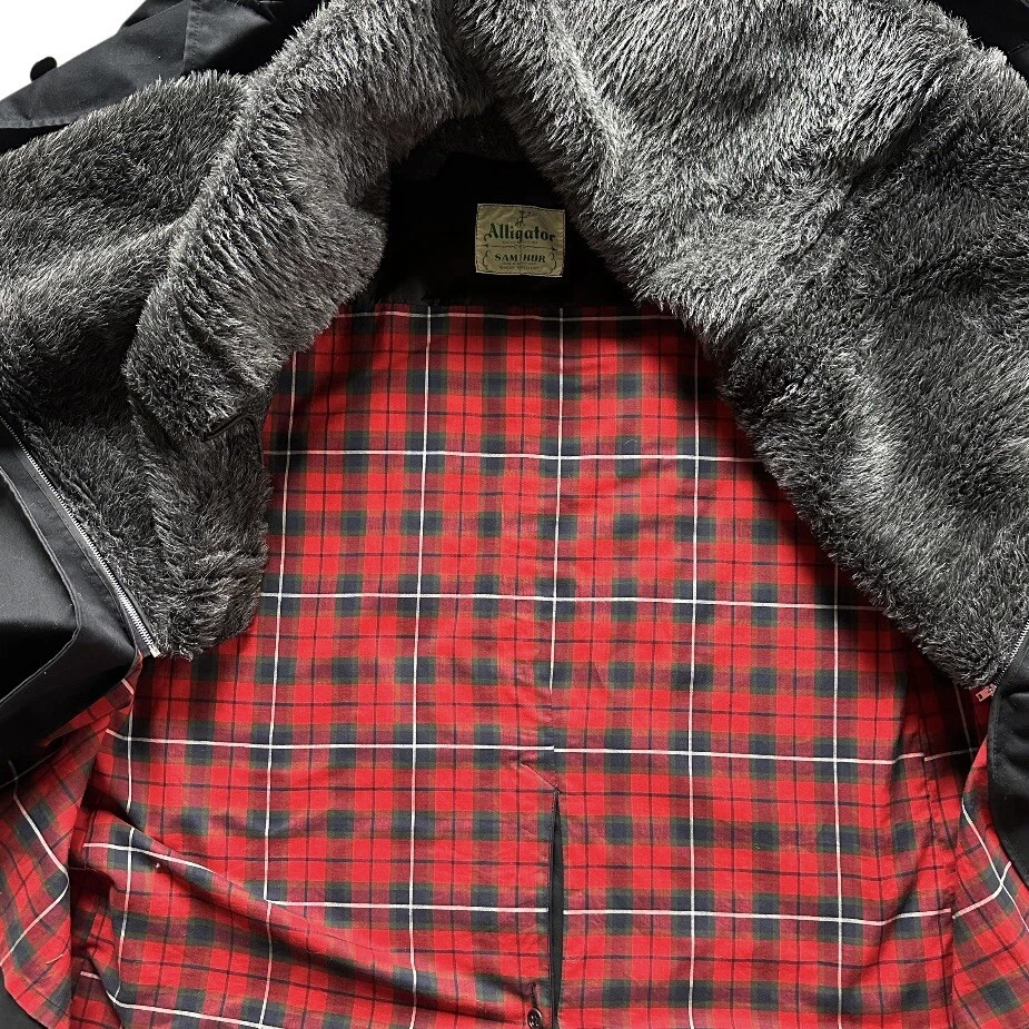 ALLIGATOR Gold Label  Trench Coat  Dress Jacket Faux Fur /Plaid Linning 40L - Image 4 of 4