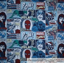 BonEful FABRIC FQ Cotton Quilt Marvel Comic Block Super Hero Batman Hulk Thor US