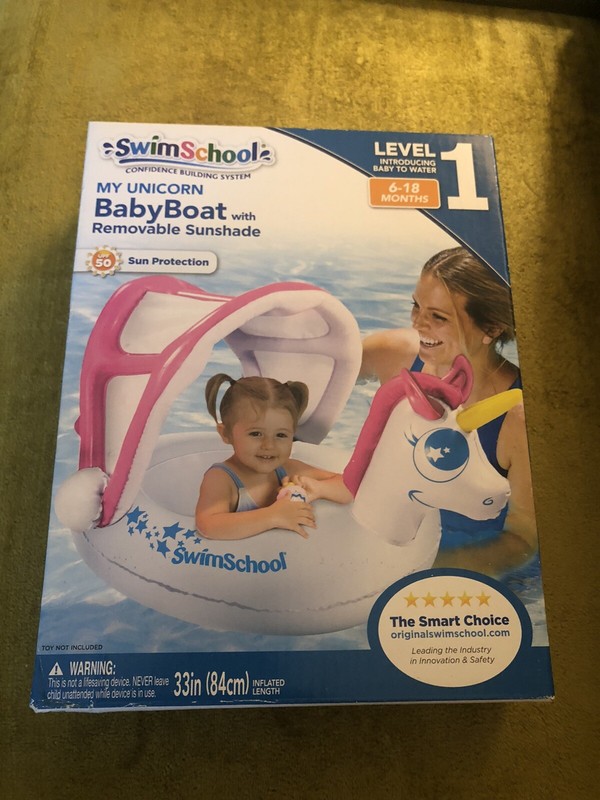 Swim School My Unicorn Baby Boat With Removable Shade 6-18 Mo