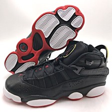 Jordan 6 Rings Black White University Red GS Youth shoes 323419-063 sz 4.5/5.5