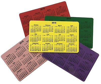 2019 - 2020 Calendars - Coloured Rigid Plastic - Credit Card Size for Wallet | eBay