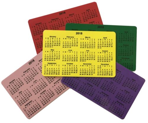 2024 Calendar on Coloured Rigid Plastic - Credit Card Size for Wallet / Purse - Picture 1 of 3