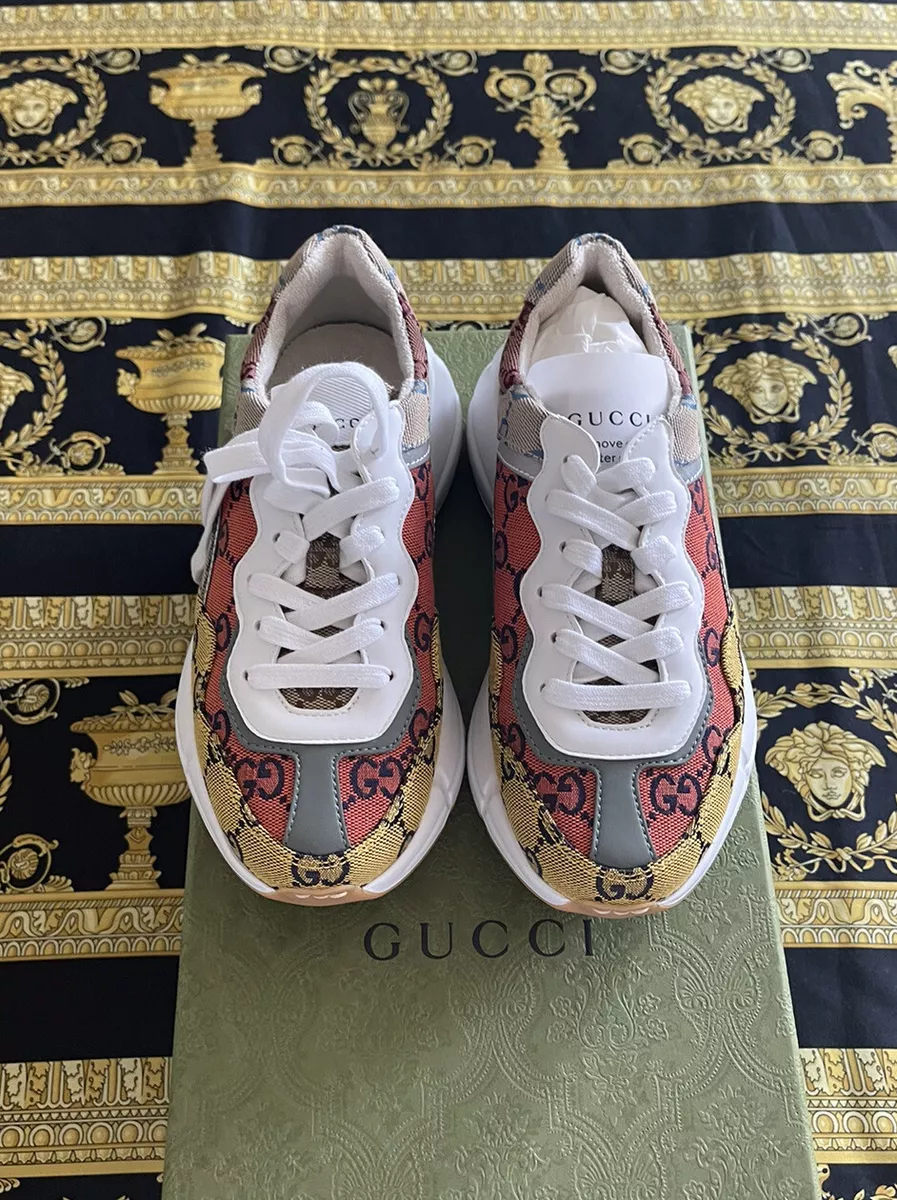 Neuf 100 Authentique HOMME GUCCI RYTHON Baskets Multi Neuf Toile