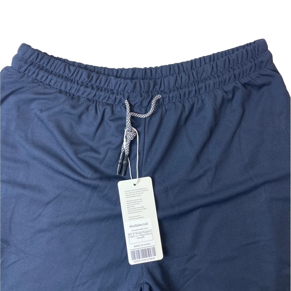 Pantalones Cortos Aha Selected Para Hombre Azul Marino 2 en 1 Talla XL - NUEVOS CON ETIQUETAS Foto 4 de 4