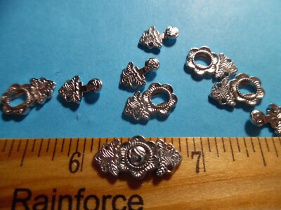 SMALL METAL TOGGLE BUTTONS~STYLE B~3/4''~SILVER~SET 5~ DOLLS
