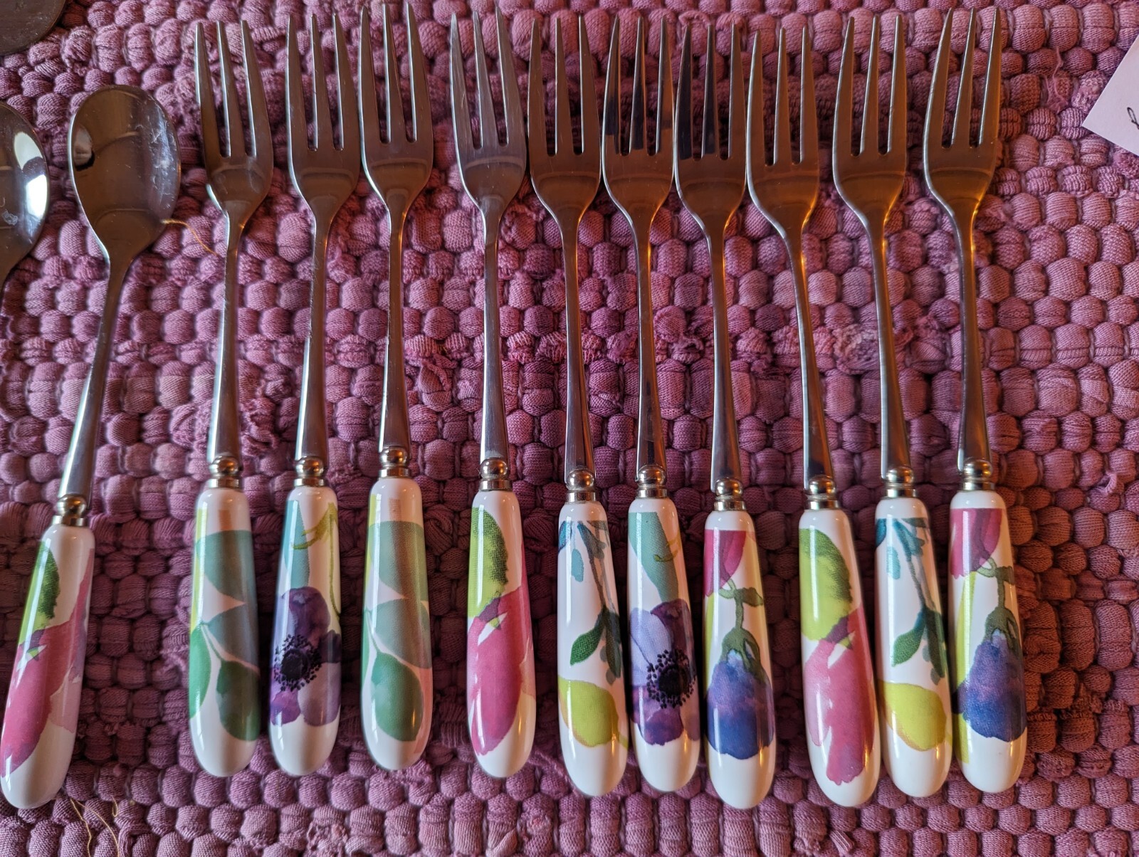 Portmeirion Water Garden 12 X Desert Forks, 12x Teaspoons And Cake Slice eBay