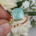 Amazonite Gemstone Ring 925 Sterling Silver Rose Gold Ring Handmade Jewelry