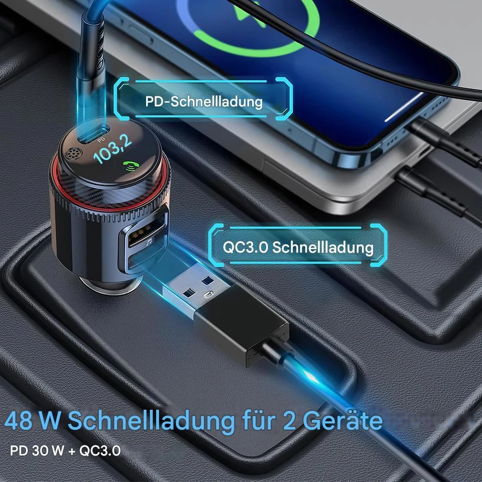 Bluetooth FM Transmitter KFZ Auto Radio MP3 Player Dual USB Ladegerät Adapter - Bild 4 von 4