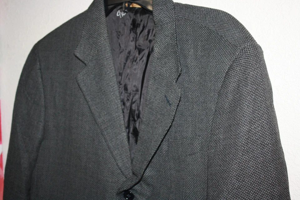 Blazer de lana para hombre gris oscuro hecho en Italia Donna Karan firma talla 42L Foto 4 de 4