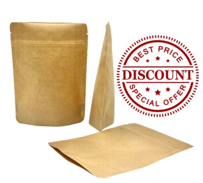 Standbodenbeutel Doypack Tüte Aromebeutel  Kraftpapier mit Druckverschluss ZIP