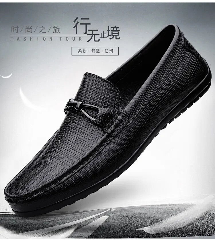 SAOLA Mocassino uomo casual in pelle slip on punta tonda scarpe da guida scarpe da barca piatte