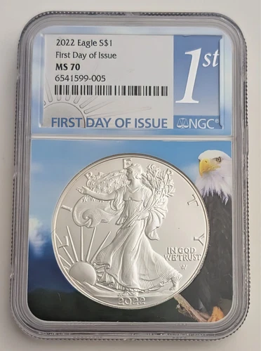 2022 EAGLE S$1 SILVER DOLLAR FIRST DAY OF ISSUE NGC MS 70 SKU 6541599-005